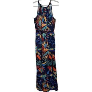 Akira Women's Blue Yellow‎ Halter Wrap Sleeveless Dress Size Unknown
